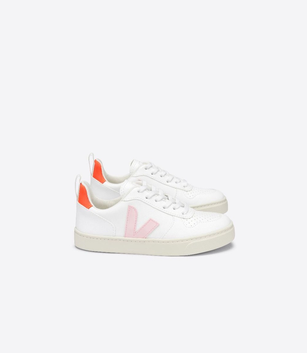 Veja Sneakers Barn - V-10 Lace Cwl - Vita/Orange - 461570-ABU